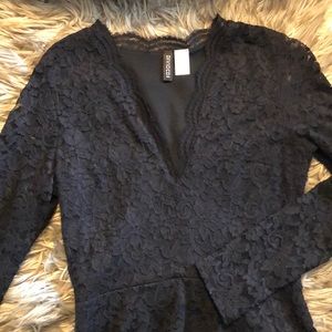 Long sleeve black lace dress